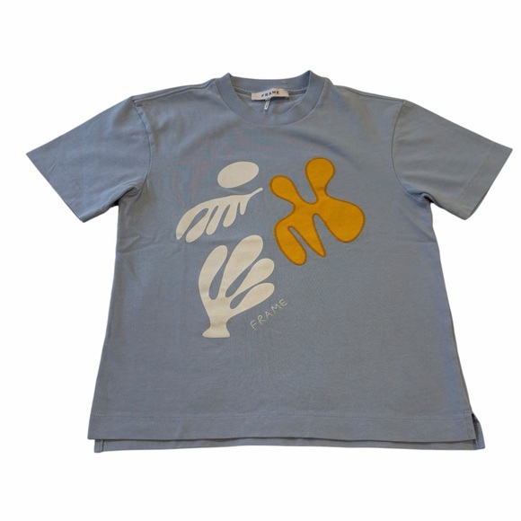 Frame Denim Tops - FRAME Graphic Tee Blue Abstract Logo | XS | EXCELLENT